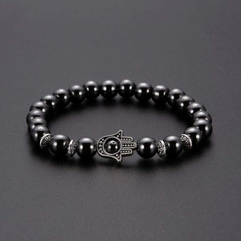 Bracciale di protezione in ossidiana con Hamsa
