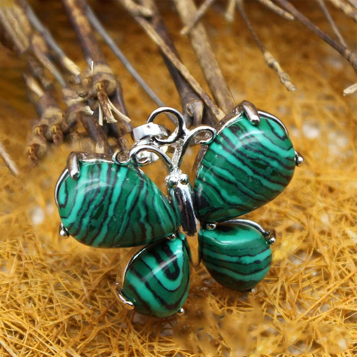 Collana a farfalla con pietra preziosa di cristallo naturale Olivenorma