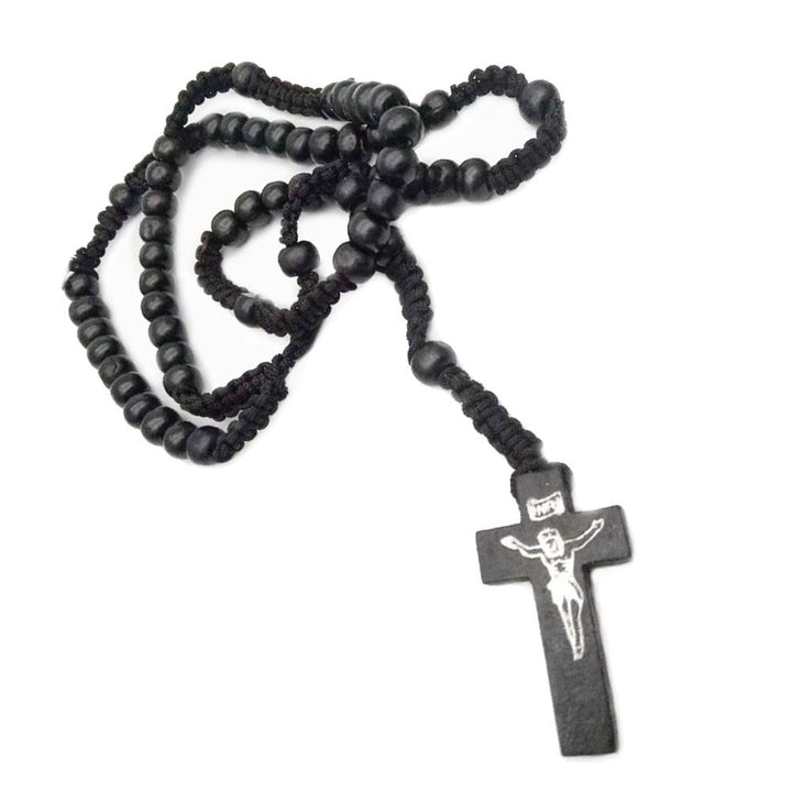 Collana rosario con perline di legno Mala a croce Olivenorma 