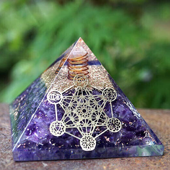 Pilastro di cristallo trasparente Olivenorma Cubo di Metatron Piramide di Orgone 