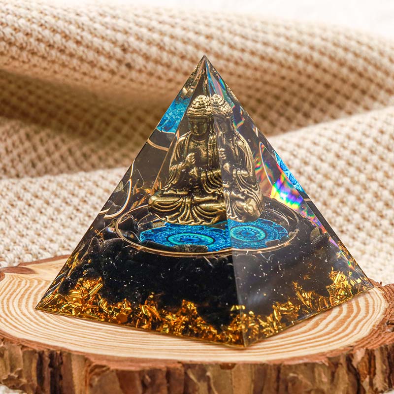 Olivenorma Ossidiana Buddha Protezione Piramide Orgonica 