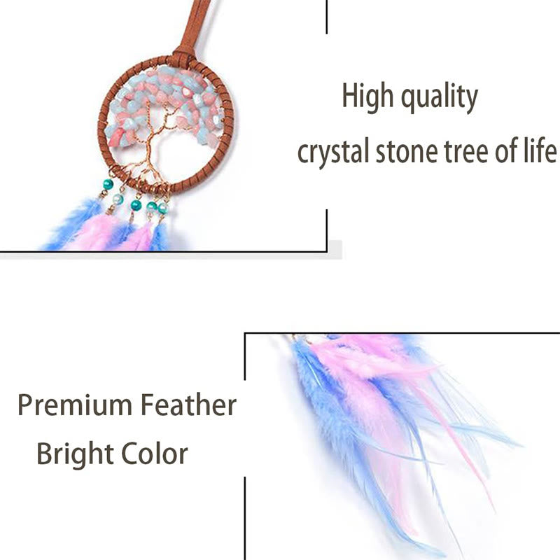 Ornamento per auto acchiappasogni con piuma dell'albero della vita in cristallo Olivenorma - image 7