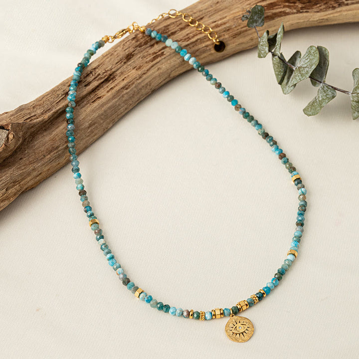 Collana con perline di turchese blu naturale Olivenorma contro il malocchio