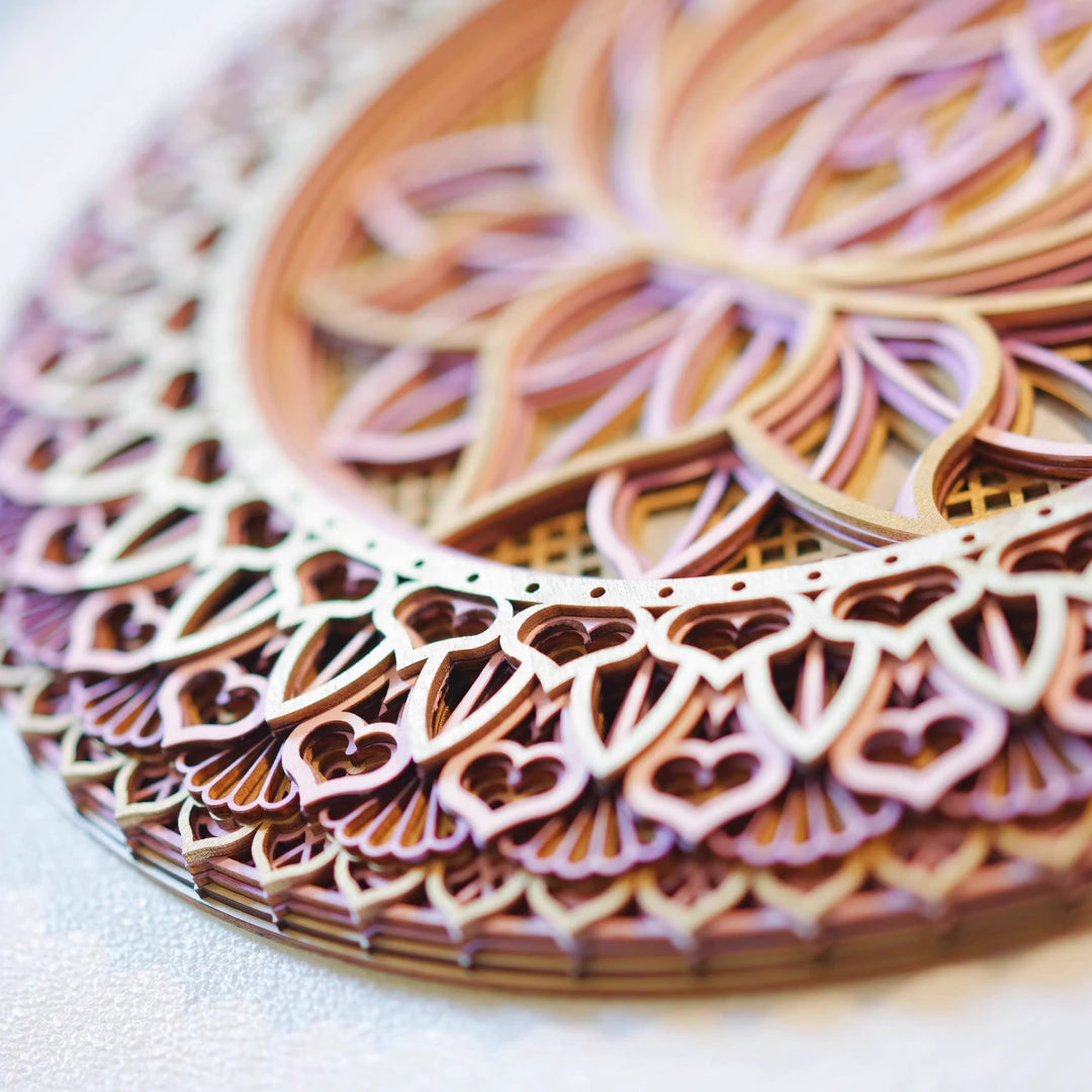 Olivenorma Decorazione murale con incisione 3D Mandala di loto rosa