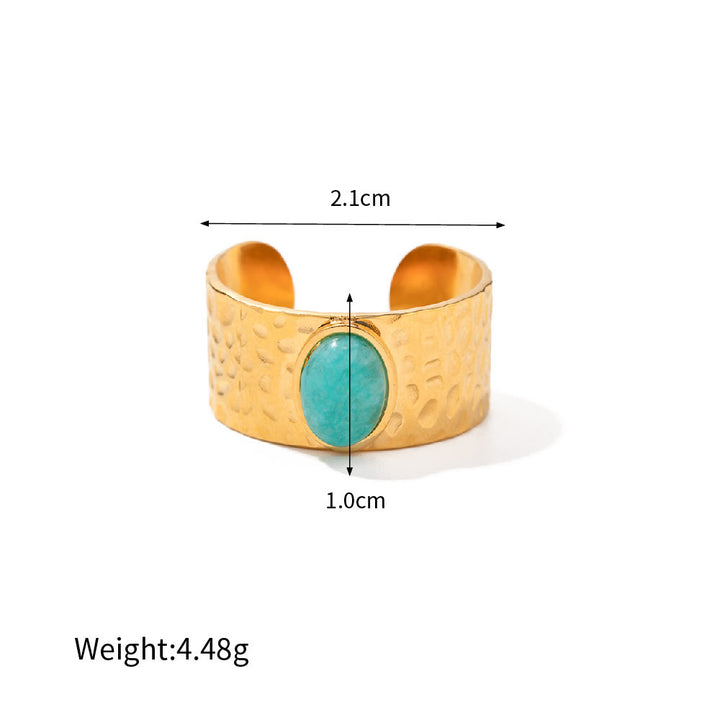 Anello irregolare regolabile in malachite naturale Olivenorma