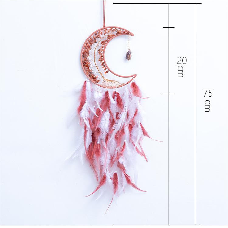 Olivenorma Ghiaia naturale intrecciata Albero della vita Luna Dream Catcher