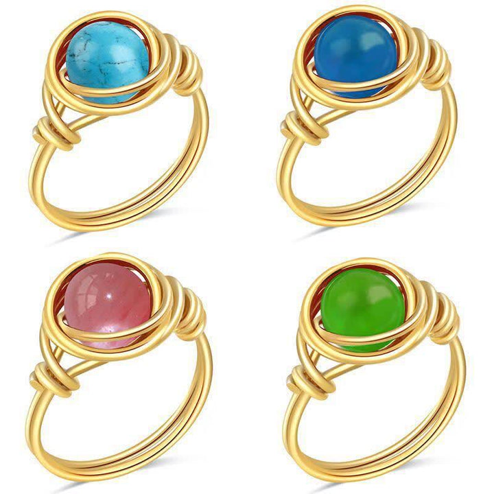 Anello di cristallo curativo avvolto in filo