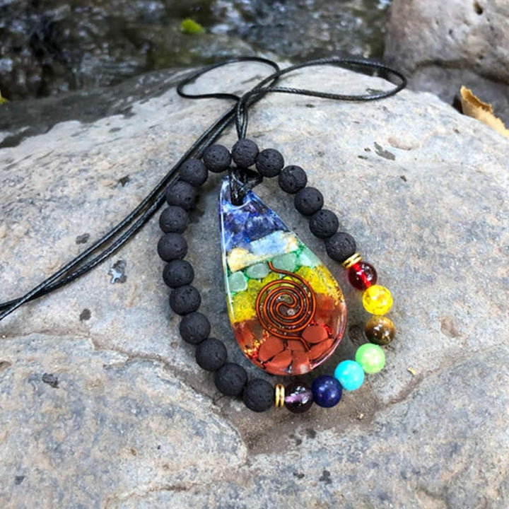 Collana di guarigione arcobaleno dei chakra Olivenorma Orgone