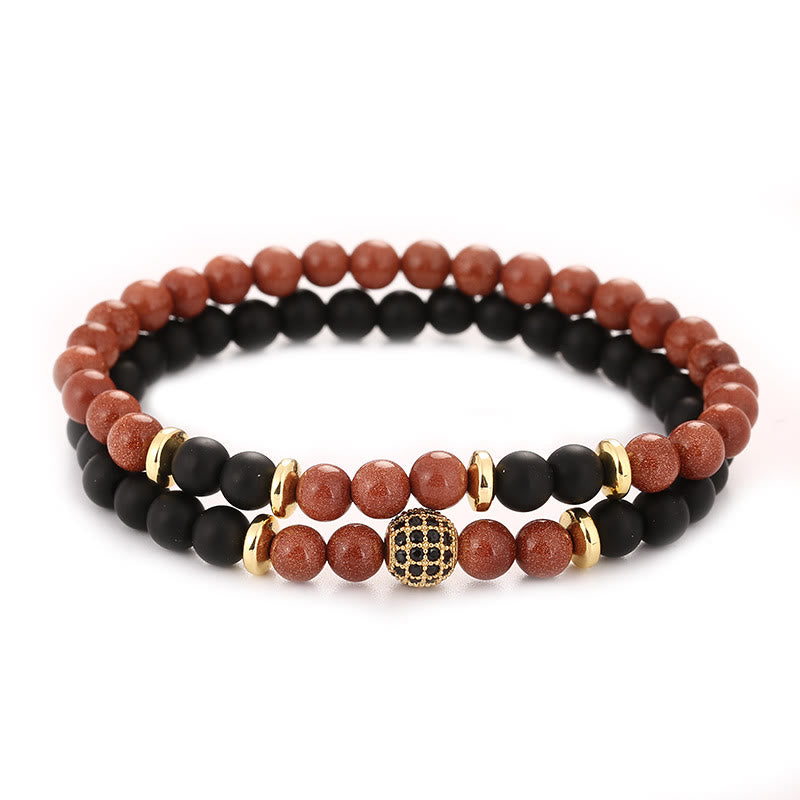 Bracciale da uomo con perline a due strati in cristallo naturale Olivenorma