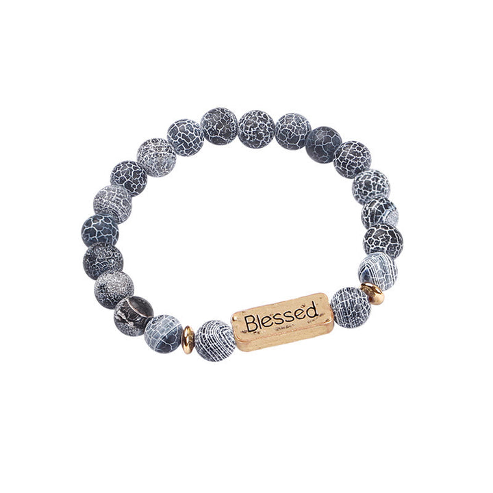 Bracciale con incisione benedetta in pietra preziosa naturale Olivenorma