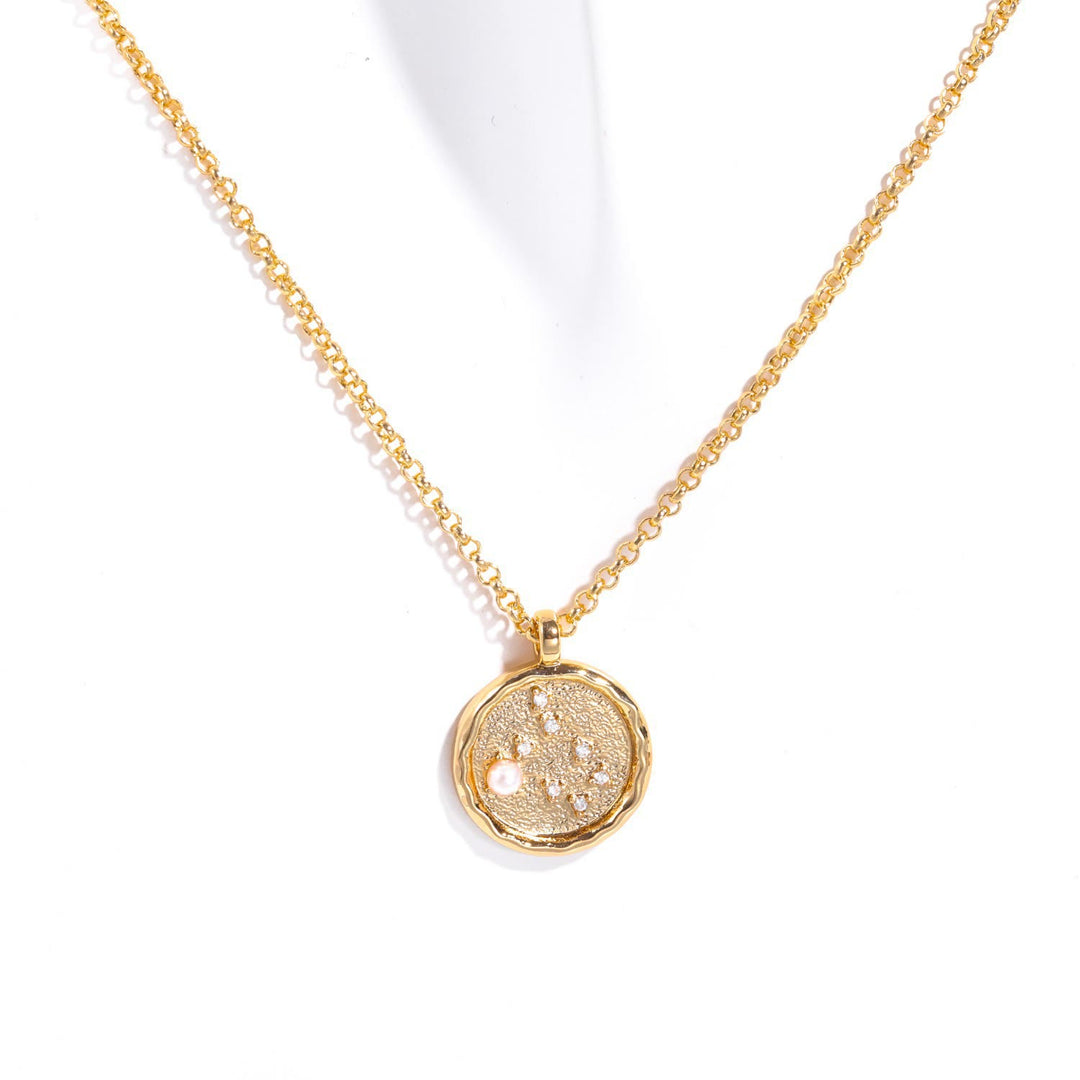 Collana con pietra portafortuna dello zodiaco in zircone bianco Olivenorma 