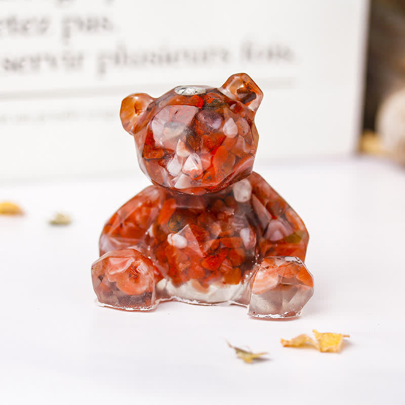 Decorazione con pietra preziosa a forma di orso seduto con specchio Olivenorma