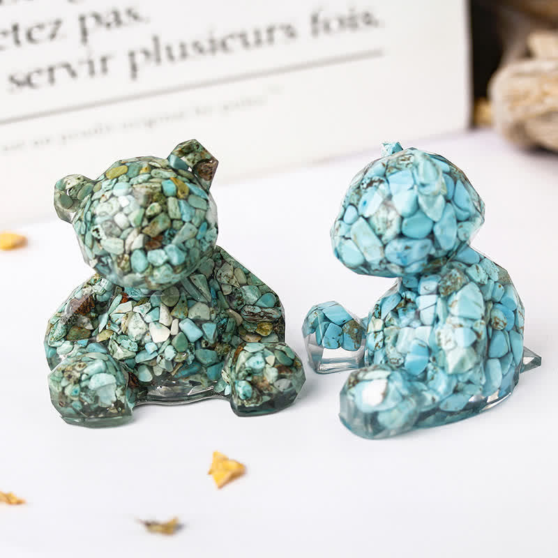 Decorazione con pietra preziosa a forma di orso seduto con specchio Olivenorma