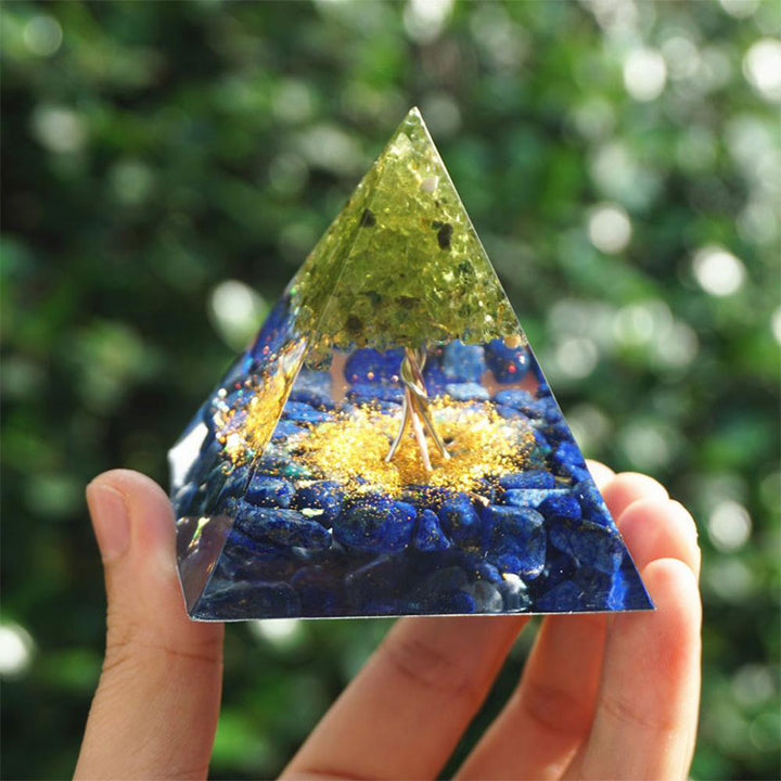 Olivenorma Oceano di Saggezza - Lapislazzuli e Peridoto Albero della Vita Piramide Orgonica - image 6