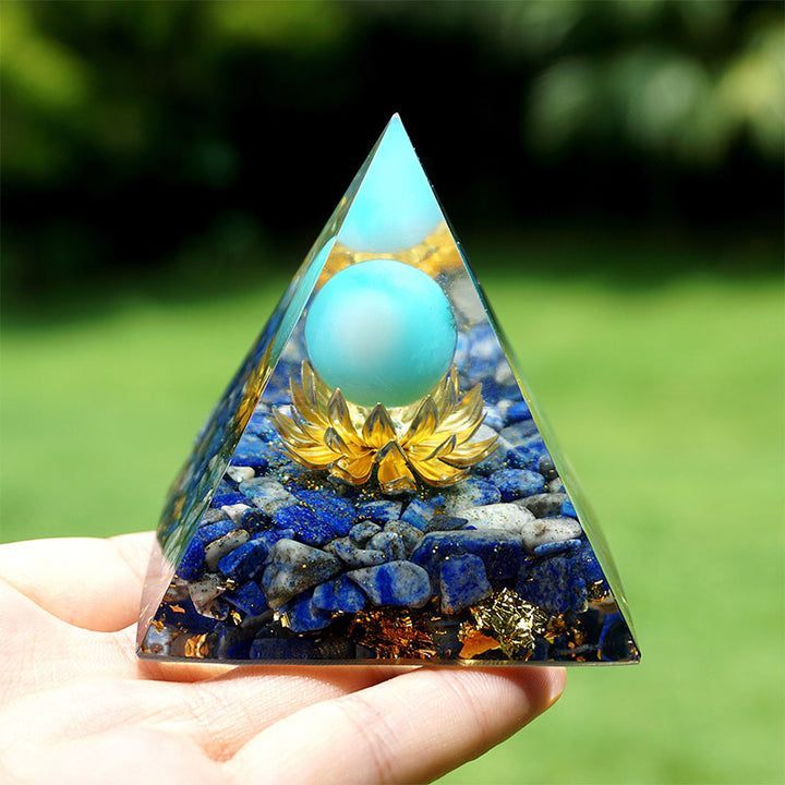 Olivenorma L'Espansione Spirituale Piramide di Orgone Turchese e Lapislazzuli 