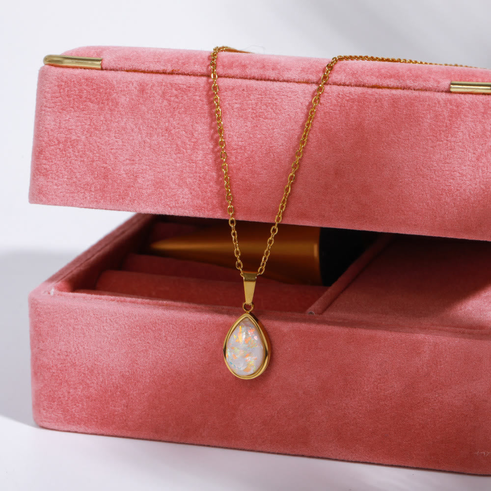 Collana con ciondolo a forma di goccia in opale naturale 18k Olivenorma 