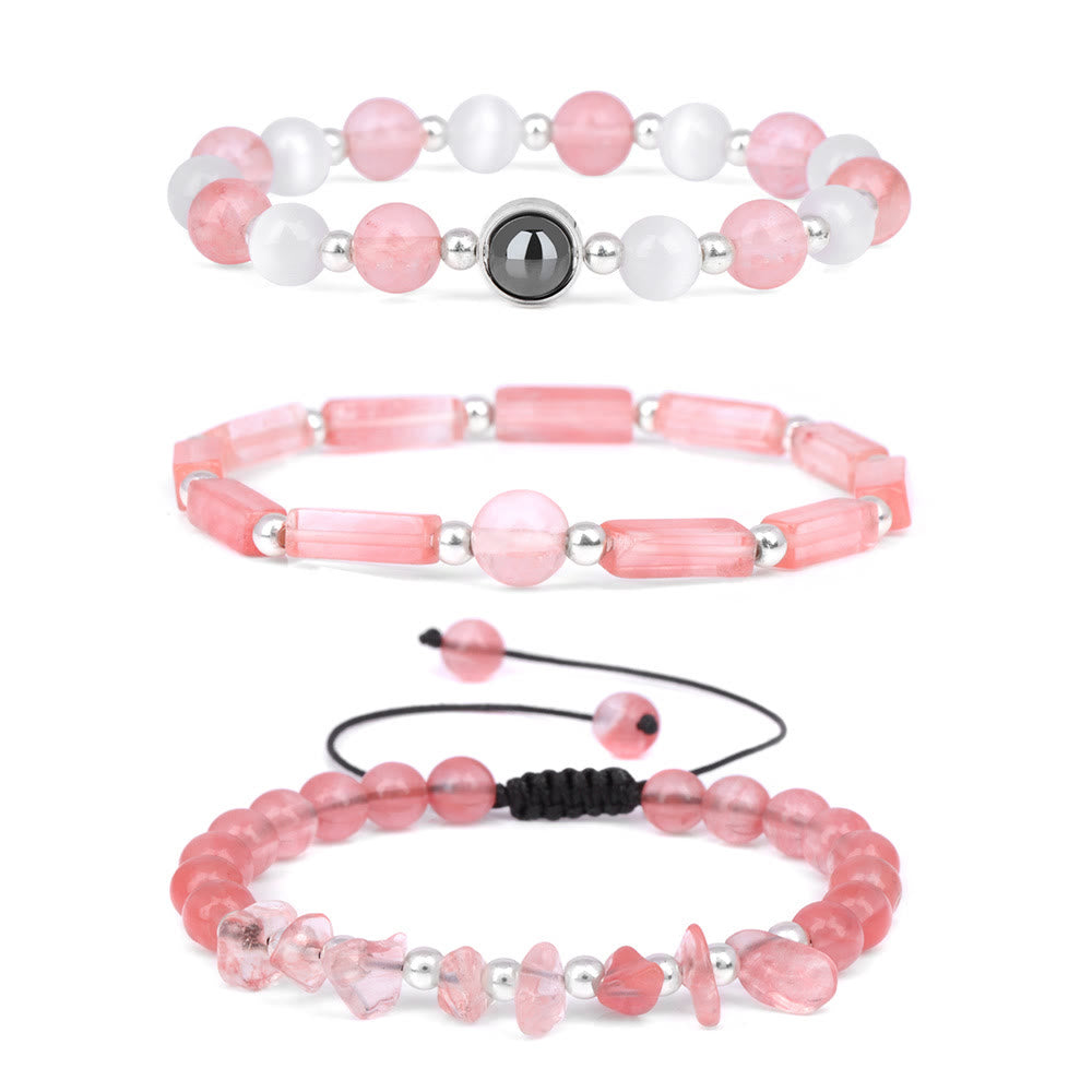 Olivenorma "Healing Wishes" Bracciale in cristallo naturale da 3 pezzi 