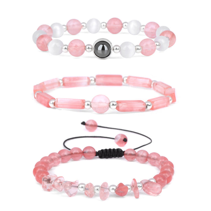Olivenorma "Healing Wishes" Bracciale in cristallo naturale da 3 pezzi 