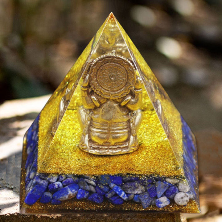 Olivenorma Lapislazzuli con simbolo di elefante Piramide di Orgone