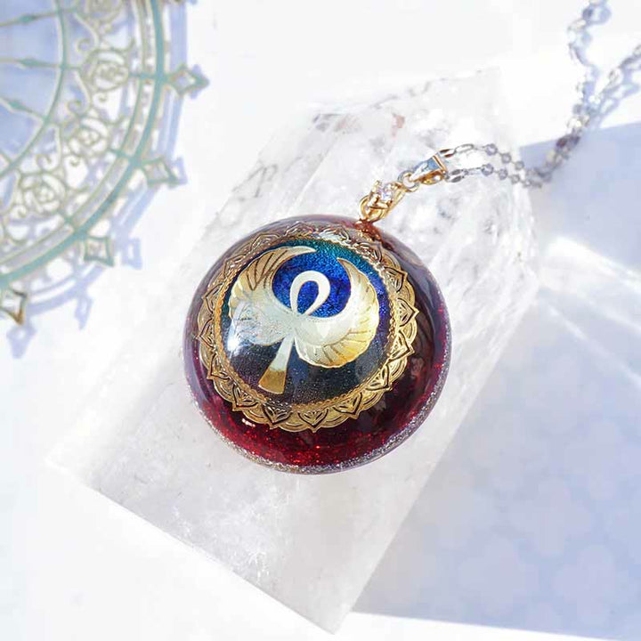 Collana Olivenorma Granato Lapislazzuli Acquamarina Chiave della vita 