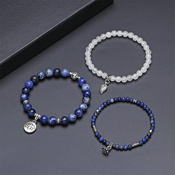 Olivenorma Sodalite Lotus Balance Bracciale 3 pezzi