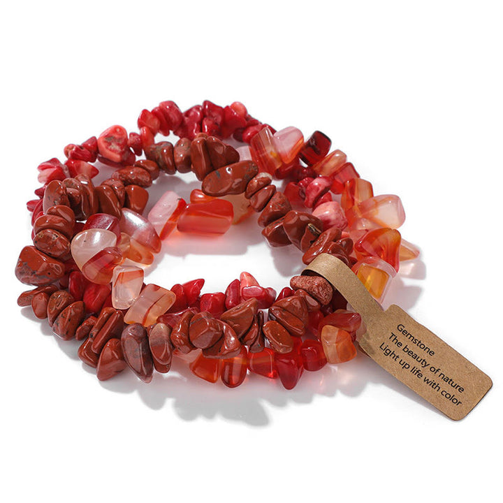 Bracciale Olivenorma a tre strati con ghiaia di cristallo irregolare naturale