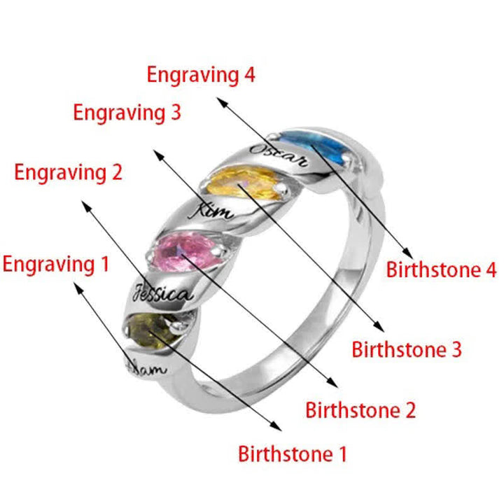 Anello personalizzato e inciso con pietre portafortuna "Memory" Olivenorma