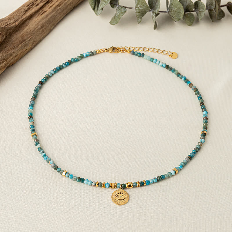Collana con perline di turchese blu naturale Olivenorma contro il malocchio