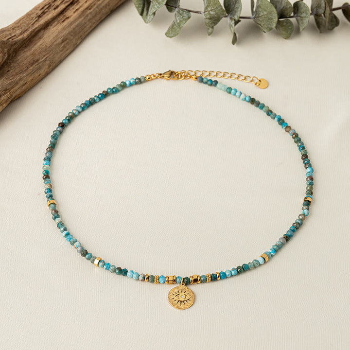 Collana con perline di turchese blu naturale Olivenorma contro il malocchio