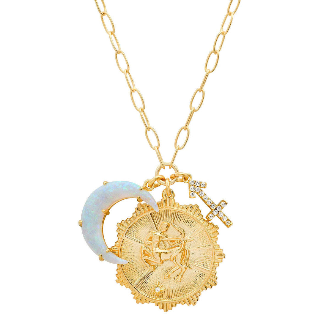 Collana con rune dello zodiaco e opale lunare Olivenorma