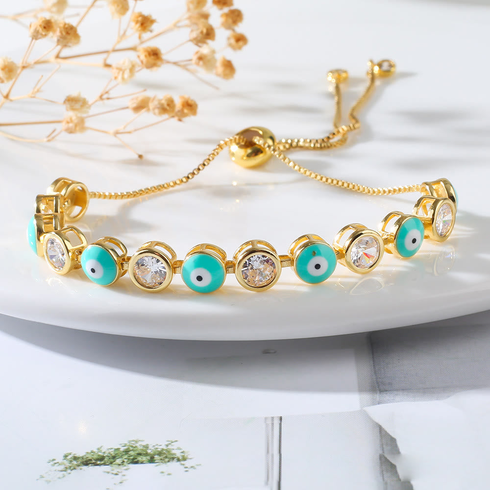 Braccialetto regolabile con zircone bianco e malocchio Olivenorma 