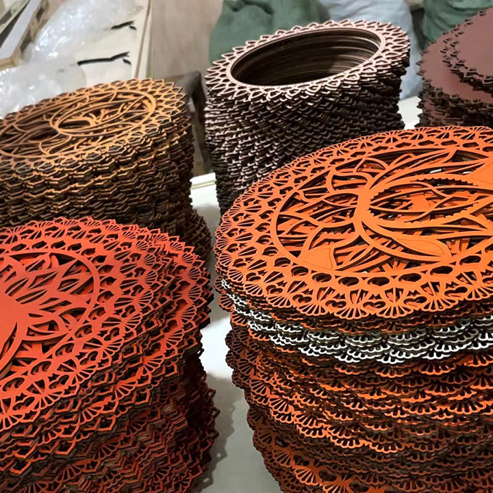 Olivenorma Lotus Mandala Decorazione murale in legno con incisione 3D