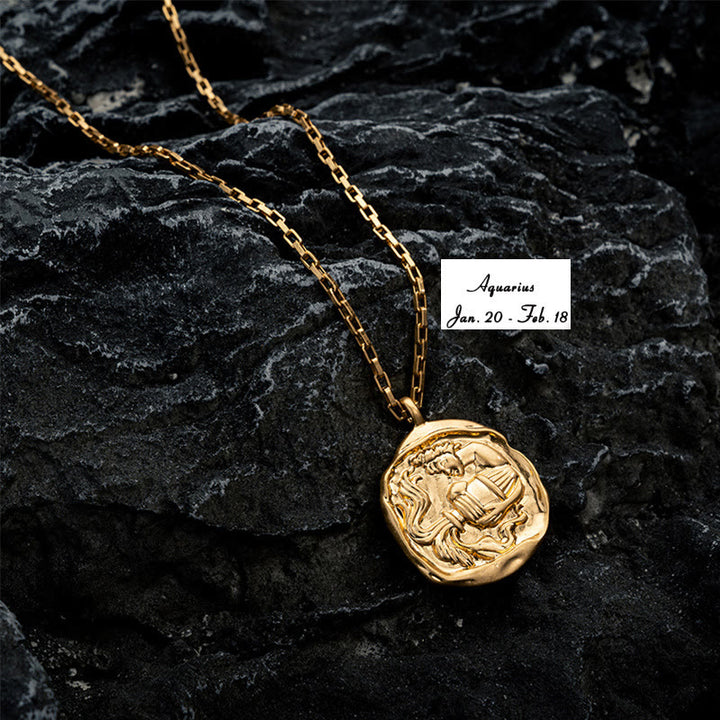 Collana Olivenorma Zodiac in acciaio al titanio placcato oro 18k