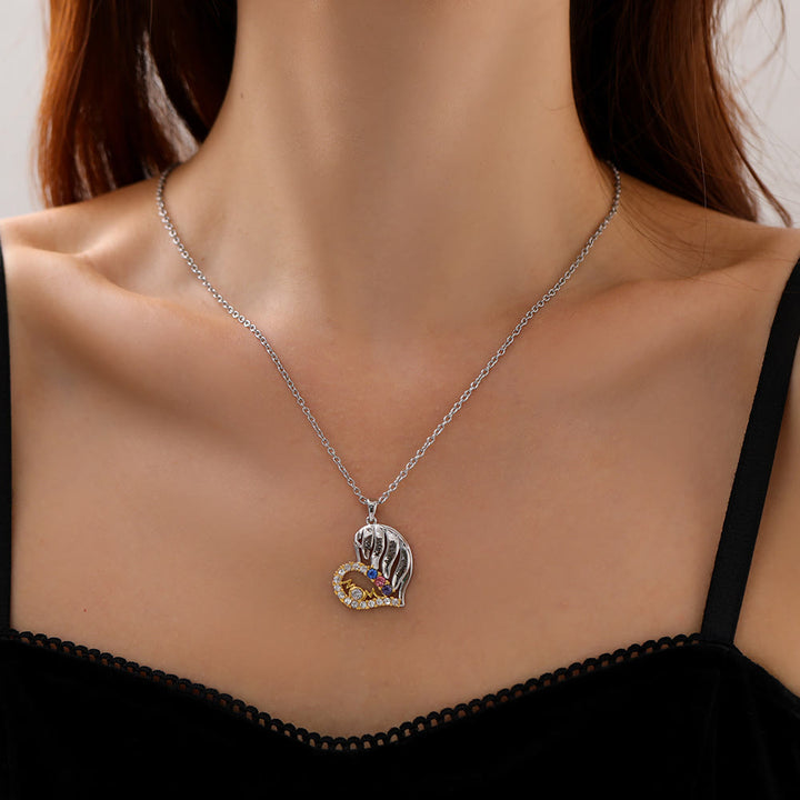 Olivenorma Collana con cuore e mezzo diamante per la mamma