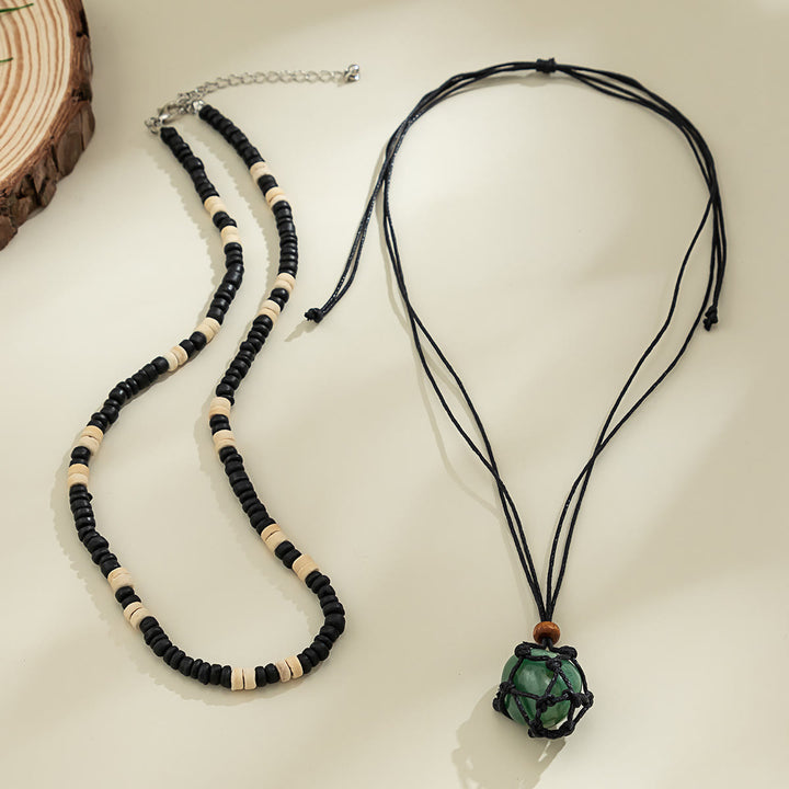 Olivenorma Ossidiana Albero della Vita Collana con Ciondolo Malocchio Set 
