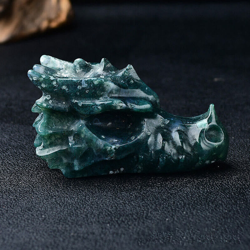Olivenorma Decorazione con pietra preziosa a forma di teschio con testa di drago da 3,2 pollici