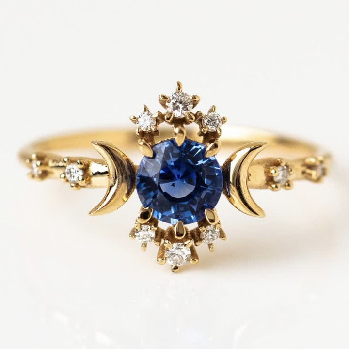 Anello Olivenorma Delicate Gold Sapphire Moon And Star