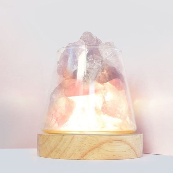 Olivenorma Calice di fuoco a forma di cristallo o lampada di sale rosa dell'Himalaya