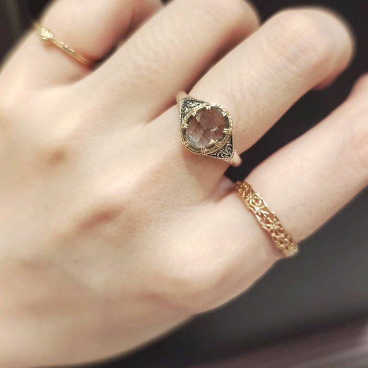 Anello in argento sterling 925 con labradorite naturale Olivenorma
