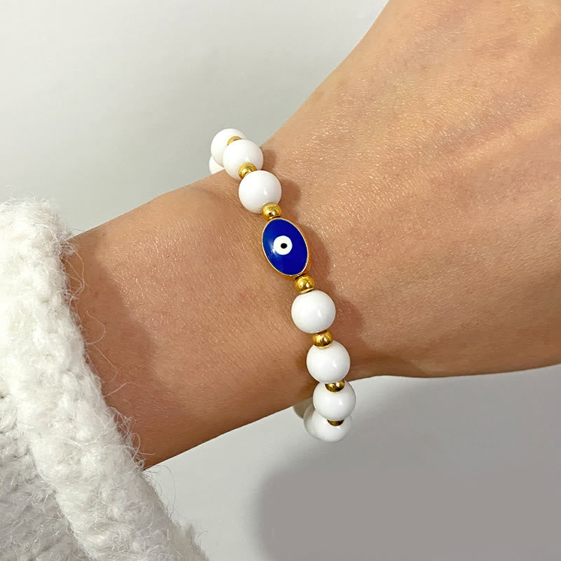 Olivenorma Braccialetto Occhio di Tigre Blu 8mm Malocchio
