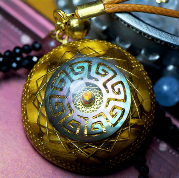 Collana con ciondolo in occhio di tigre con anima risvegliata Olivenorma Collana in orgone