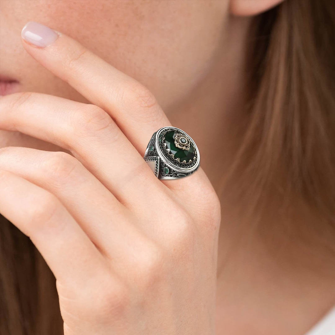 Anello impilabile Olivenorma Water Drop Emerald 