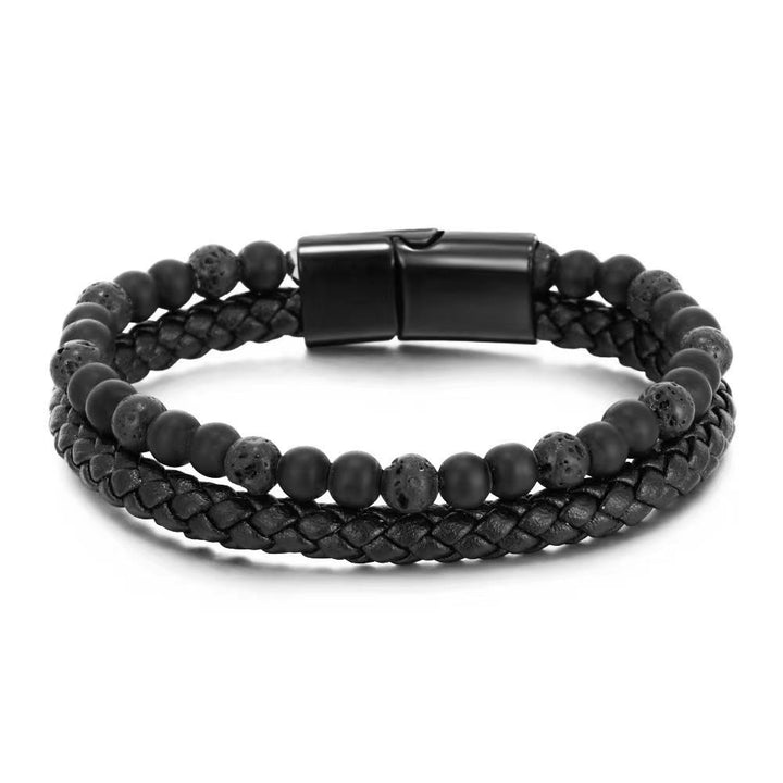Bracciale Olivenorma in pelle di occhio di tigre naturale a doppio strato 