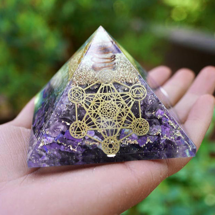 Pilastro di cristallo trasparente Olivenorma Cubo di Metatron Piramide di Orgone 