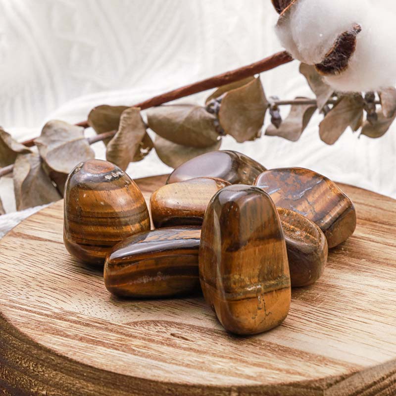 Olivenorma Tiger Eye Pietra naturale burattata incastonata