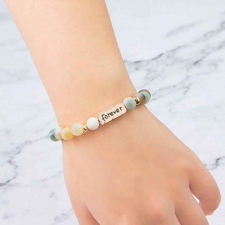 Olivenorma Natural Gemstone Best Friend Forever Set di 3 bracciali con incisione