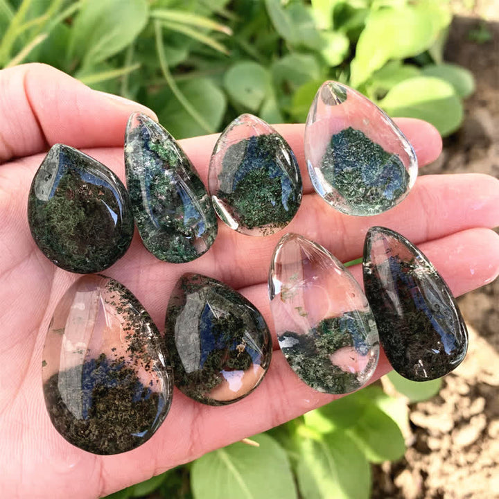 Ciondolo di cristallo curativo in quarzo fantasma verde