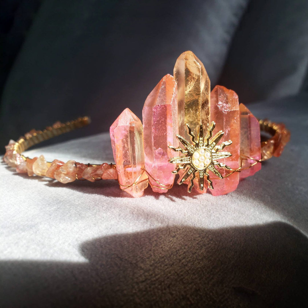 Olivenorma Corona di cristallo rosa Sun Stone Festival Boho