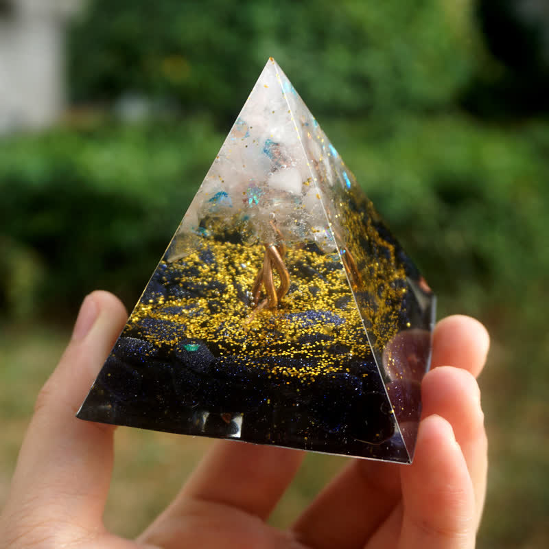 Olivenorma Quarzo Rosa Arenaria Blu Albero della Vita Piramide Orgonica 