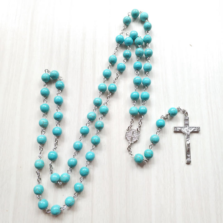 Collana rosario con ciondolo a croce turchese Olivenorma - image 2
